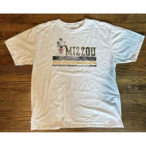 Disney Mickey Mouse‎ + Mizzou Tigers White T shirt Size Large